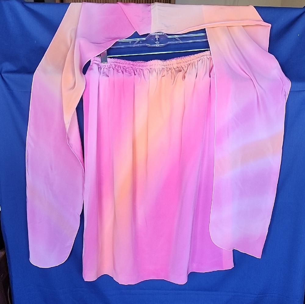 Pink and Peach Gradient Skirt with matching scarf.